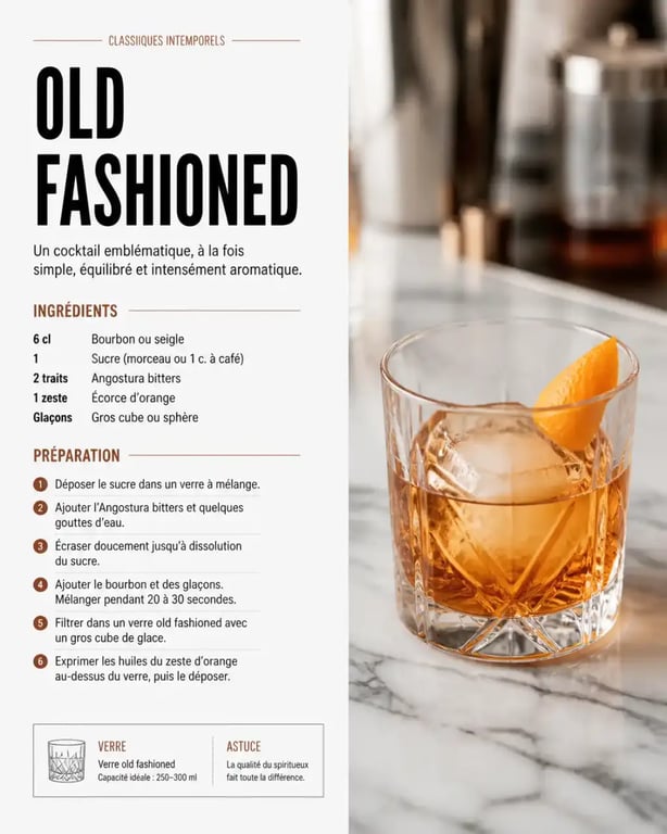 Exemple de cocktail classique pour illustrer les noms de cocktails incontournables