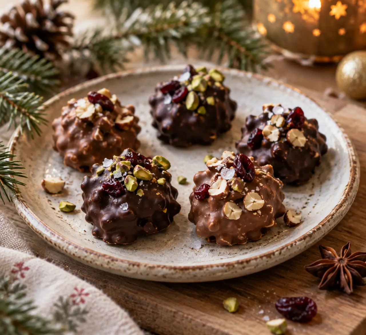 5 bouchées de chocolat de Noël maison à préparer sans moule