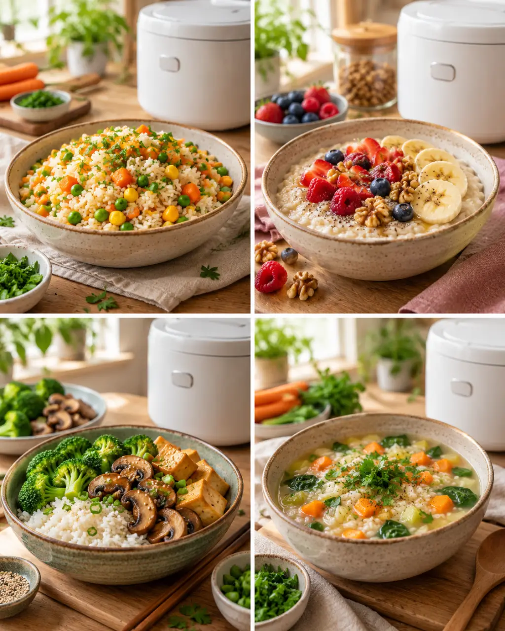Recettes au cuiseur à riz : 4 plats faciles, du riz aux légumes au porridge