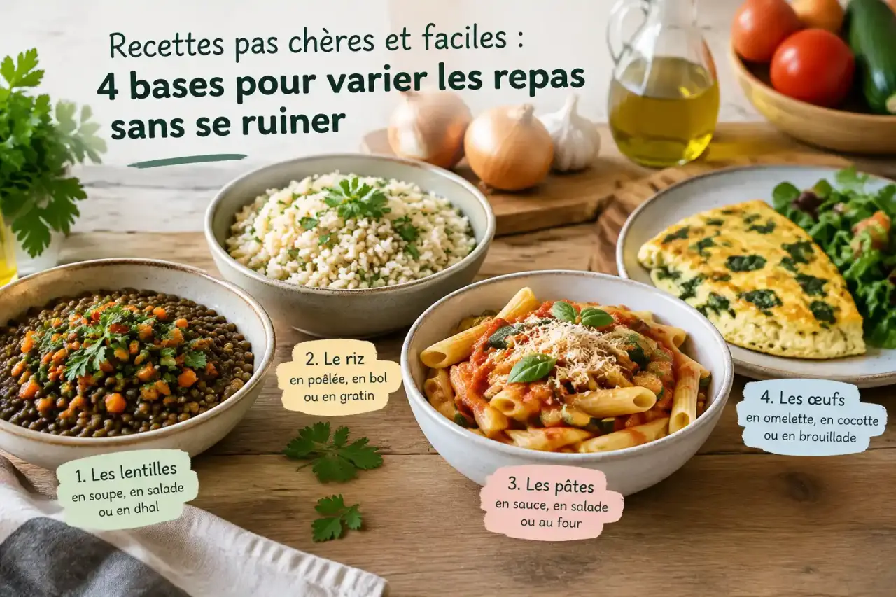 Recettes pas chères et faciles : 4 bases pour varier les repas sans se ruiner