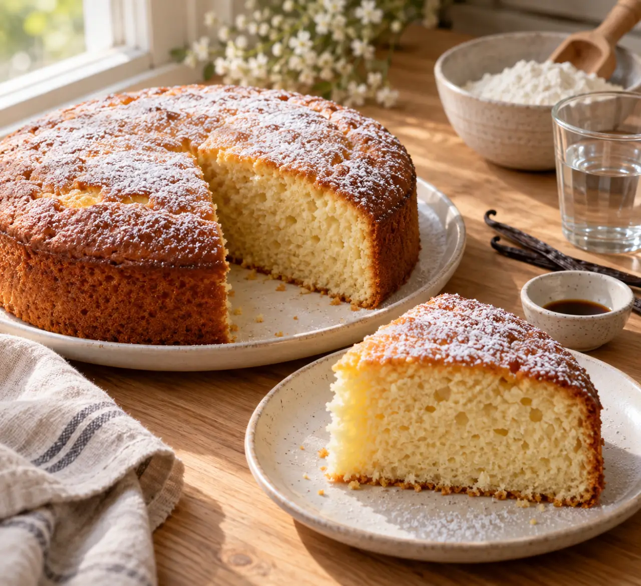 Gâteau sans œuf ni lait : une pâte moelleuse à l’eau, cuite à 180 °C
