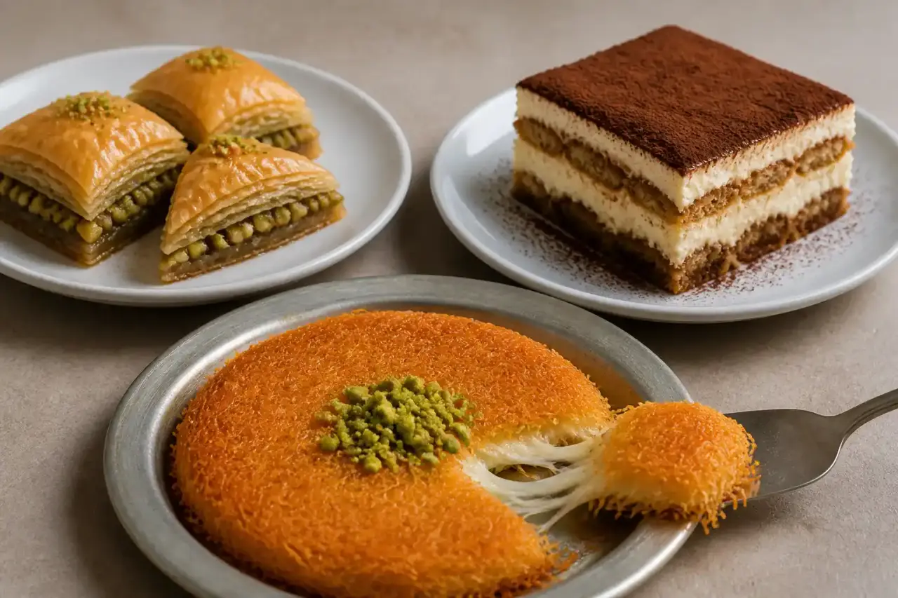 Desserts méditerranéens : baklava, tiramisu et knafeh n'ont pas tous la même origine