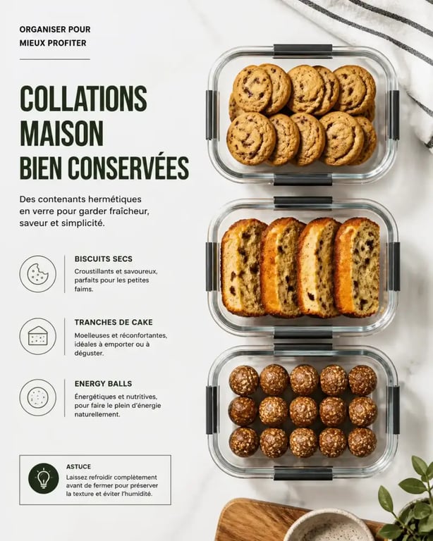 Goûter fait maison pour la semaine : organisation de batch cooking avec des contenants hermétiques