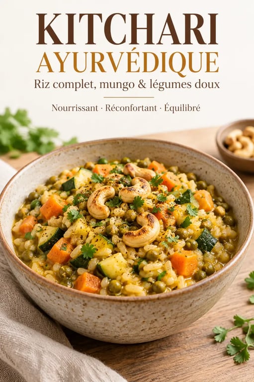 Recette ayurveda de kitchari aux légumes, riz complet et haricot mungo